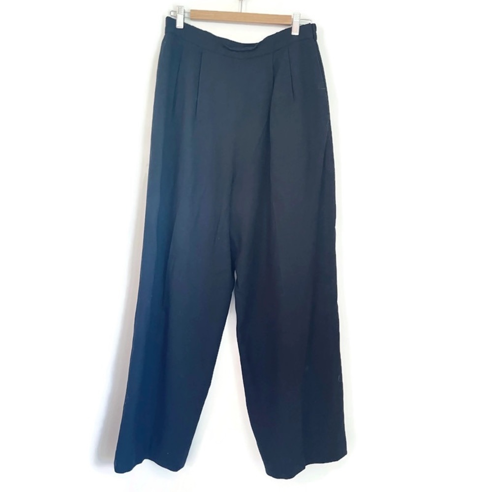 Vintage 100% Wool Black Pleated Trouser, Women's Size 12, Nipon Studios - Picture 2 of 6